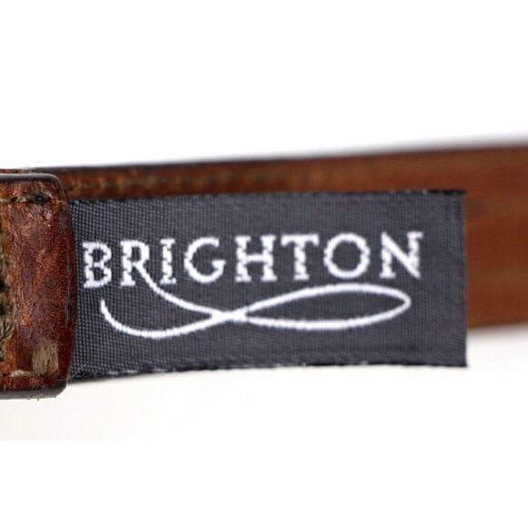 VTG Brighton BROWN GENUINE LEATHER 7/8"Wd DRESS CASUAL WOMEN'S BELT Sz M (73M - Picture 6 of 12